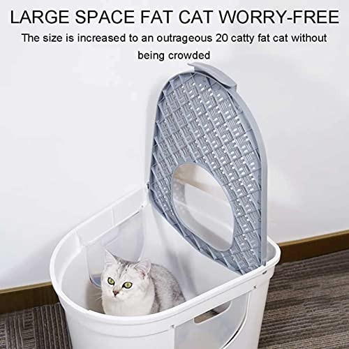 KFJCMY Caja de Arena para Gatos para Personas Mayores con Entrada Superior Bandeja de Arena para Gatos Cerrada con Tapa con Tres Puertas e Inodoro para Gatos de fácil Limpieza Frontal