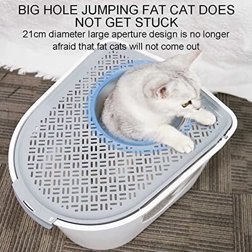 KFJCMY Caja de Arena para Gatos para Personas Mayores con Entrada Superior Bandeja de Arena para Gatos Cerrada con Tapa con Tres Puertas e Inodoro para Gatos de fácil Limpieza Frontal
