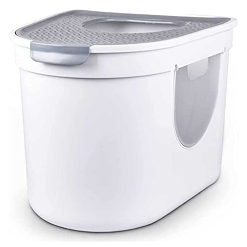 KFJCMY Caja de Arena para Gatos para Personas Mayores con Entrada Superior Bandeja de Arena para Gatos Cerrada con Tapa con Tres Puertas e Inodoro para Gatos de fácil Limpieza Frontal