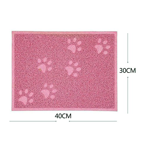 KINGCOO Alfombrilla Gato, Impermeable Antideslizante Cuadrado Pet Litter Mat Alfombras para Perros Gatos Arenero Esterilla Fácil de Limpiar,30 x 40 cm (Rosa de Loto)