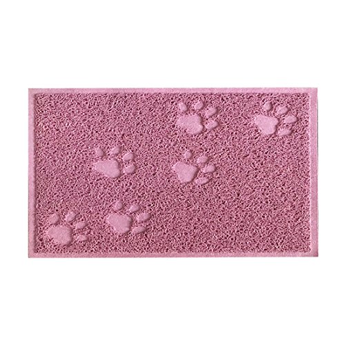 KINGCOO Alfombrilla Gato, Impermeable Antideslizante Cuadrado Pet Litter Mat Alfombras para Perros Gatos Arenero Esterilla Fácil de Limpiar,30 x 40 cm (Rosa de Loto)