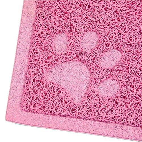 KINGCOO Alfombrilla Gato, Impermeable Antideslizante Cuadrado Pet Litter Mat Alfombras para Perros Gatos Arenero Esterilla Fácil de Limpiar,30 x 40 cm (Rosa de Loto)