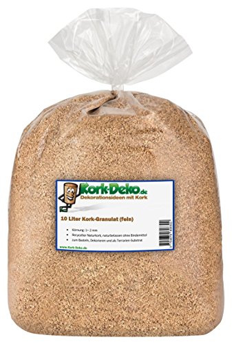 Kork-Deko 10 litros Corcho granulado, (Fino | 1-2 mm) (sustrato de Corcho, Corcho triturado)
