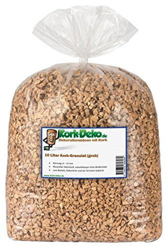 Kork-Deko 10 litros Corcho granulado, (Grande | 4-12 mm) (sustrato de Corcho, Corcho triturado)