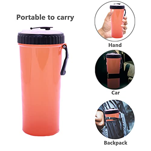 laamei Botella de Agua para Perros, Portatil Envase de Comida 2 en 1 Comedero y Bebedero Perro Portátil para Perros Gatos Mascotas Adecuado para al Aire Libre Caminar Viajar (Naranja/con 2 Plegables)