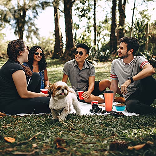 laamei Botella de Agua para Perros, Portatil Envase de Comida 2 en 1 Comedero y Bebedero Perro Portátil para Perros Gatos Mascotas Adecuado para al Aire Libre Caminar Viajar (Naranja/con 2 Plegables)