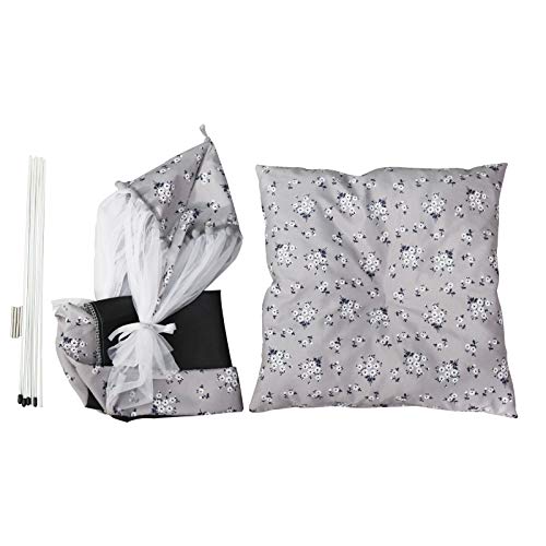 laamei Tienda de Campaña para Gatos/Perros Cama Portátil de Lona para Mascotas Camas para Gatos Cama para Mascotas Estilo Floral Lavable Extraíble con Cojín para Gatos(Gris，58*58*59CM)