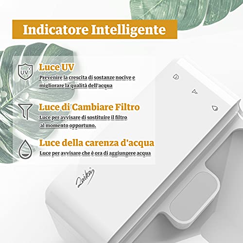 LAIKA Bebedero 2.7L para Gatos y Perros, con Luz UV Antibacteriana, Dispensador Sielncioso de 29db, Fuente Automática para Mascotas, 2 Filtros de Carbón Activo