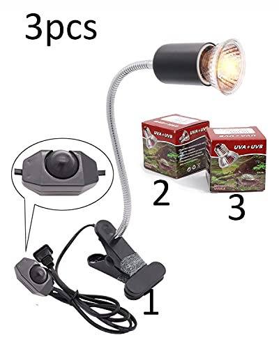 Lámpara de calor para tortugas de acuario - Casquillo E27 UVA + UVB - Lámpara de calor de 25W-75W - Ideal para reptiles de acuario o terrario - Color negro