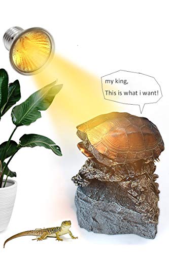 Lámpara de calor para tortugas de acuario - Casquillo E27 UVA + UVB - Lámpara de calor de 25W-75W - Ideal para reptiles de acuario o terrario - Color negro