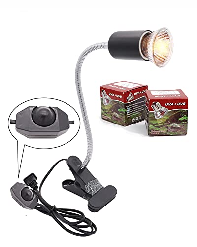 Lámpara de calor para tortugas de acuario - Casquillo E27 UVA + UVB - Lámpara de calor de 25W-75W - Ideal para reptiles de acuario o terrario - Color negro