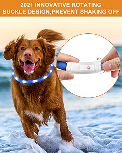 LED Collar Perro Collar de Seguridad, Collar de Perro de Mascota, Collar Luminoso Perro de Mascota, USB Recargable Collar de Seguridad para Mascotas Impermeable hasta (Azul)