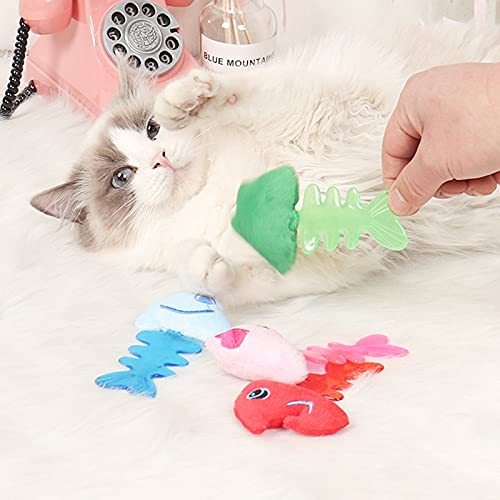 Legendog Juguete para Masticar Gato, Pez, 4 Piezas, De Goma De Dibujos Animados, A Prueba De Mordeduras, Juguete Interactivo Suave Y Divertido para Gatos con Campana