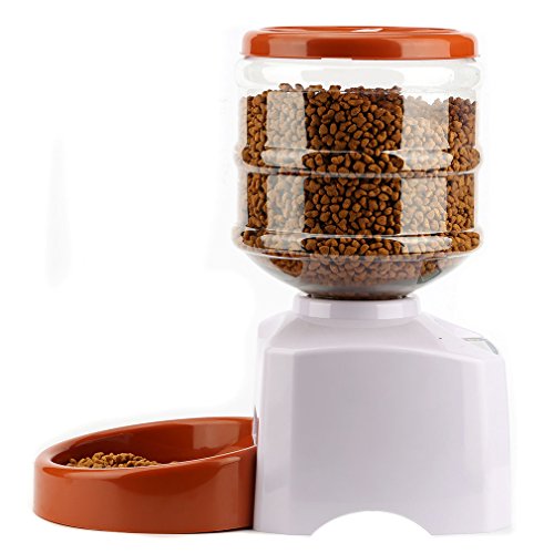 LESHP Comedero Automático para Perros, Gatos y Mascotas, Dispensador de Comidas, Grabación de Mensajes de Voz, Temporizador Programable con Pantalla LCD 5.5L (Blanco)