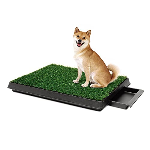LHK Almohadilla de césped Artificial para Cachorros, Lavabo Grande para Mascotas, Orinal portátil con Bandeja para Contener a Prueba de Fugas, Rejilla de Drenaje, fácil de Lavar, para Perros