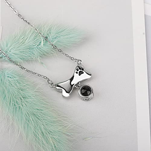 Liifeng Collar de proyección Personalizado Hueso de Perro Nombre Personalizado/Foto Memorial Pet Colgante Joyas con Te Amo en 100 Idiomas Regalo para Amantes de los Perros