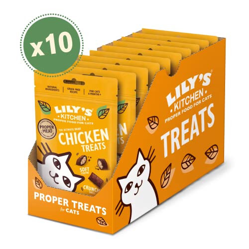 Lily's Kitchen Pillow Treats - Golosinas de Pollo - Snacks para Gatos 10 x 60g