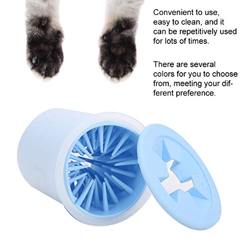 Limpiador de Mascotas, Limpiador portátil de pies para Mascotas, Taza de Silicona Suave, Pata de Perro, arandela de Garra de Gato, Suministro de Aseo (3,2 x 0,3 Pulgadas)(Azul)