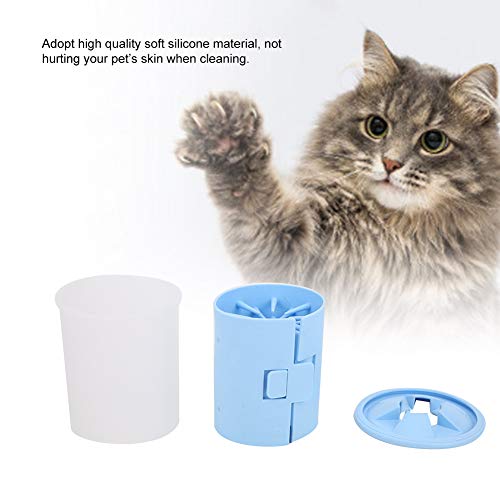 Limpiador de Mascotas, Limpiador portátil de pies para Mascotas, Taza de Silicona Suave, Pata de Perro, arandela de Garra de Gato, Suministro de Aseo (3,2 x 0,3 Pulgadas)(Azul)