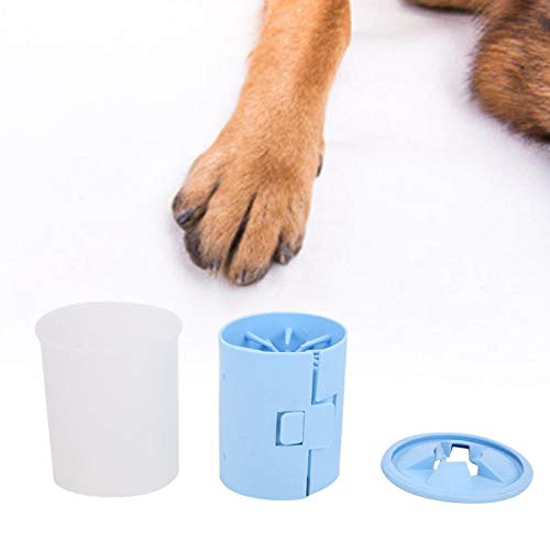 Limpiador de Mascotas, Limpiador portátil de pies para Mascotas, Taza de Silicona Suave, Pata de Perro, arandela de Garra de Gato, Suministro de Aseo (3,2 x 0,3 Pulgadas)(Azul)