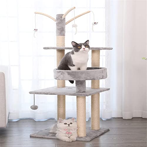 Linjolly Pet Cats ÁRBOL Cats GATS Scratch Toys Scratcher Camas for Mascotas de Varios Niveles Muebles de Gatos con Pelota de ratón Colgante Juguetes