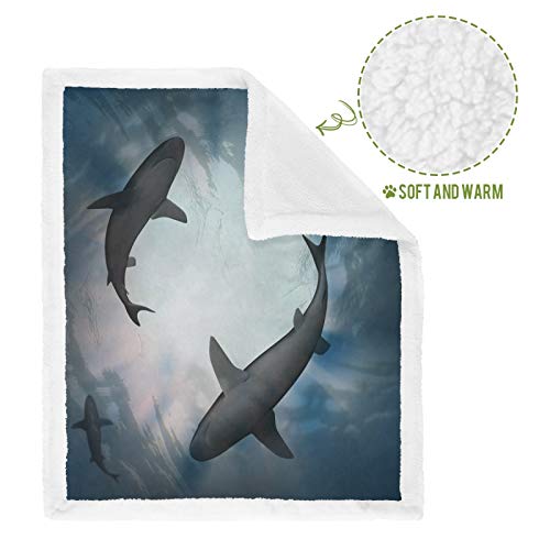 Linomo Sea Animal Shark Manta para mascotas Perro Gato Suave y Cálido Manta Manta Manta para Mascotas Perros Gatos