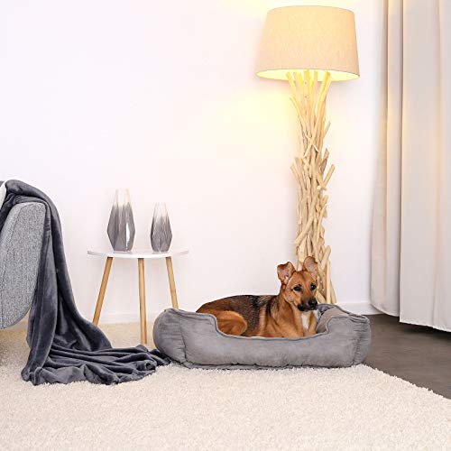 lionto Cama perros 2 en 1 cojín perros sofá perros tamaño (M) 80x60 cm Gris