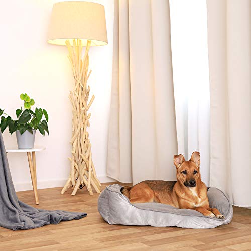 lionto Cama perros 2 en 1 cojín perros sofá perros tamaño (M) 80x60 cm Gris