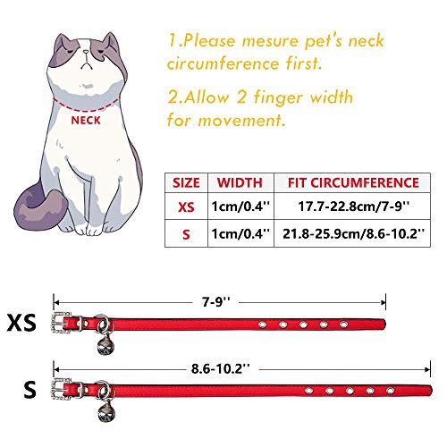 Luniquz Collares para Gatos con Campana Extraíble Ajustable para Gatos Cachorros Pequeños Perros Medianos