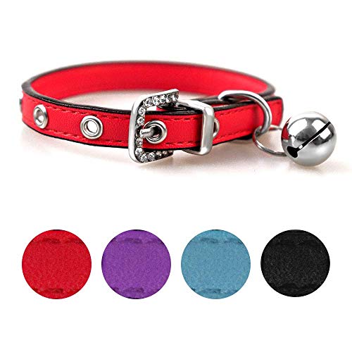 Luniquz Collares para Gatos con Campana Extraíble Ajustable para Gatos Cachorros Pequeños Perros Medianos