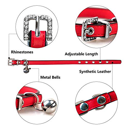 Luniquz Collares para Gatos con Campana Extraíble Ajustable para Gatos Cachorros Pequeños Perros Medianos