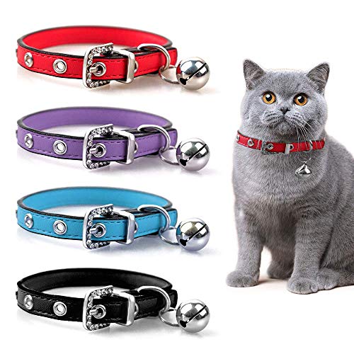 Luniquz Collares para Gatos con Campana Extraíble Ajustable para Gatos Cachorros Pequeños Perros Medianos