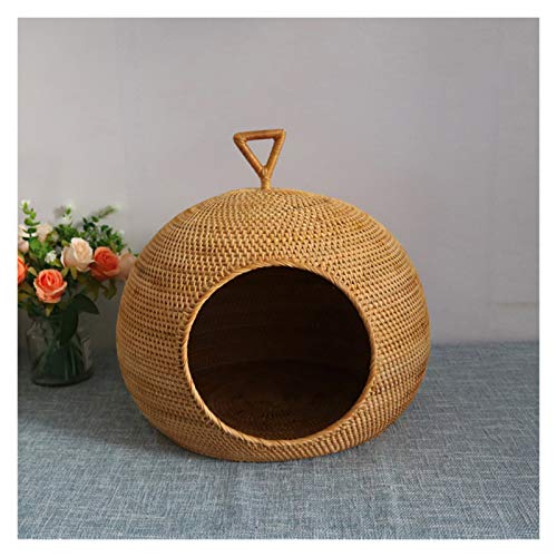 LXHONG Arena Cómoda para Gatos, Cama De Ratán para Perros, Cama De Mimbre para Perro por La Tienda De Animales Balcón Fujitake, Bien Equilibrado (Color : Wood colorA, Size : 34X43X30CM)