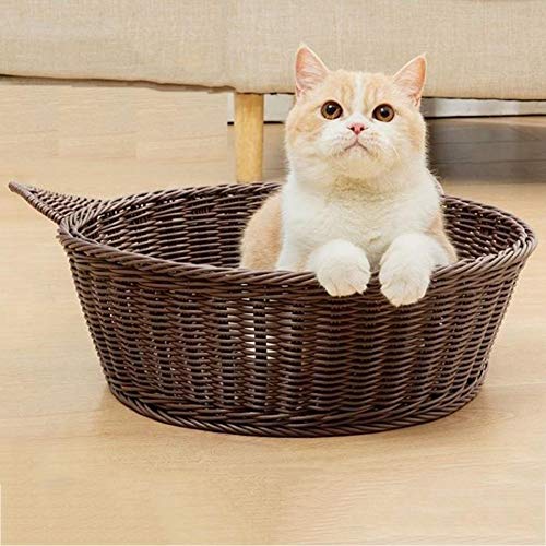 LXHONG Arena para Gatos con Gráficos para Gatos, Cesta De Mimbre para Cama De Perro, Cama De Mimbre para Mascotas por Cuarto De Los Niños Ratán De Imitación, Fuerte Y Robusto