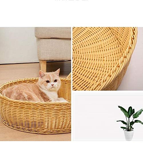 LXHONG Arena para Gatos con Gráficos para Gatos, Cesta De Mimbre para Cama De Perro, Cama De Mimbre para Mascotas por Cuarto De Los Niños Ratán De Imitación, Fuerte Y Robusto