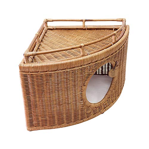 LXHONG Cama De Mimbre para Gatos, Puede Apilar Arena para Gatos, Cama De Mimbre para Perros con Cojín por La Tienda De Animales Balcón Ratán De Indonesia, Bien Equilibrado
