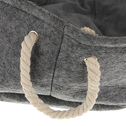MACOSA CP44749 - Cesta para gatos con cojín, color gris oscuro, redonda, 40 cm, fieltro, cama para gatos, perros, cojín para dormir, cesta de fieltro con asa, color gris oscuro