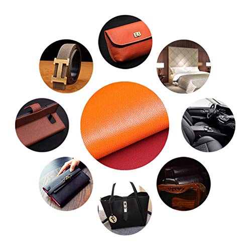 MAGFYLY Cuero para tapizar Cuero de PU Cuero Artificial Tejido de Cuero Artificial Tejido de Cuero Sintético DIY Bolsa Sofá Decoración Material de Costura-marrón Amarillo