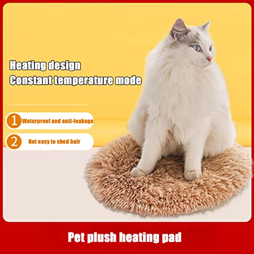 Manta calefactable para Perros, Cama Ajustable Impermeable con calefacción para Mascotas, Almohadilla térmica eléctrica de Seguridad para Perros y Gatos con Temporizador, diámetro: 40 cm