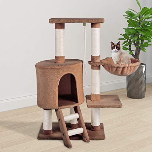 MC Star Árbol para Gatos, Rascador para Gatos, Torre para Gatos, Hamaca Plataformas Arañazo Juguete de Gatos de Sisal Natural (Marrón, 54x30x96cm)
