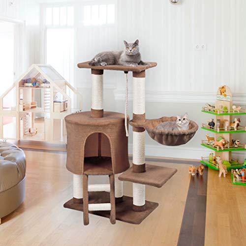 MC Star Árbol para Gatos, Rascador para Gatos, Torre para Gatos, Hamaca Plataformas Arañazo Juguete de Gatos de Sisal Natural (Marrón, 54x30x96cm)