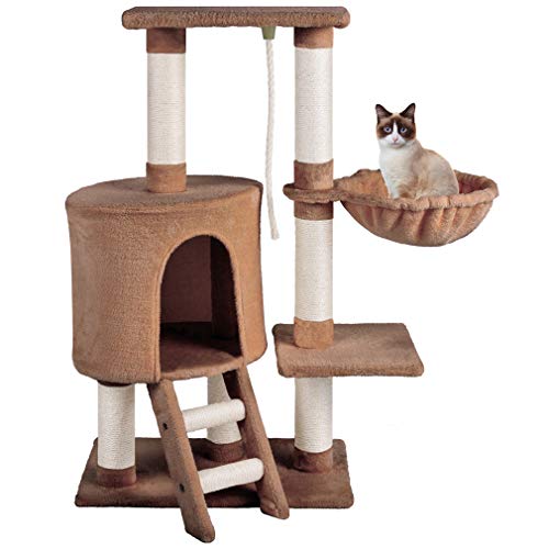 MC Star Árbol para Gatos, Rascador para Gatos, Torre para Gatos, Hamaca Plataformas Arañazo Juguete de Gatos de Sisal Natural (Marrón, 54x30x96cm)
