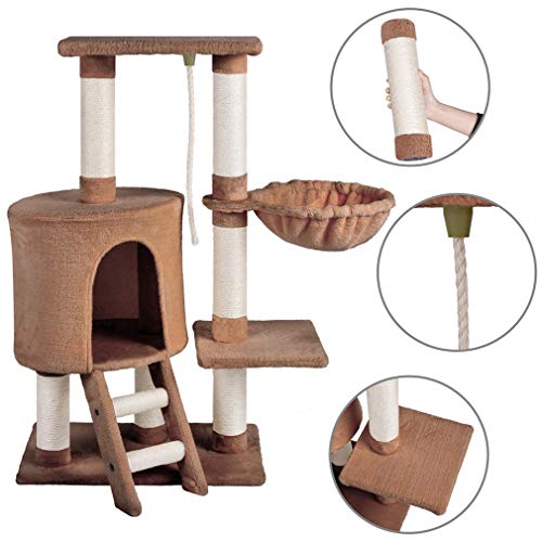 MC Star Árbol para Gatos, Rascador para Gatos, Torre para Gatos, Hamaca Plataformas Arañazo Juguete de Gatos de Sisal Natural (Marrón, 54x30x96cm)