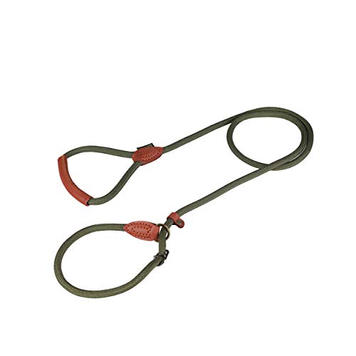 Michur Sherpa Leash Green Hornet Correa Redonda Hecha de cordón de Nylon Reforzado con Cuero Resistente, Disponible en Diferentes tamaños y Colores, Correa de Cuero Verde Perro, Cuero, Mascotas