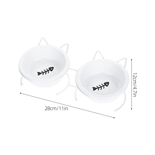 Mipcase 1 Set Cerámica Cat Bowl Anti Vómitos Levantado Gato Cuencos Cuencos con Soporte Decorativo Colección Elevated Pet Bowl Tazón Metal Pet Soporte Cuenco para Gatos Pisos Pequeños