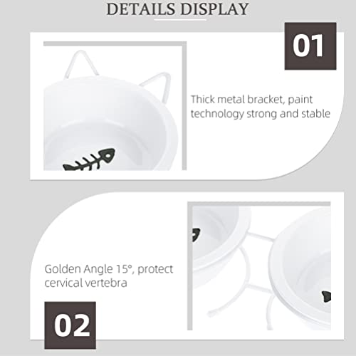 Mipcase 1 Set Cerámica Cat Bowl Anti Vómitos Levantado Gato Cuencos Cuencos con Soporte Decorativo Colección Elevated Pet Bowl Tazón Metal Pet Soporte Cuenco para Gatos Pisos Pequeños