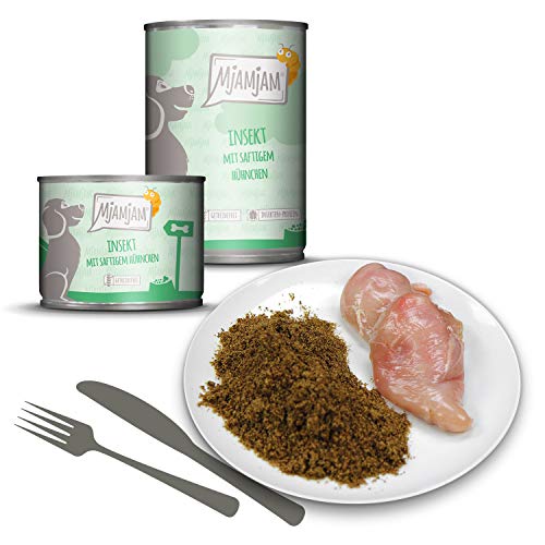MjAMjAM - Pienso acuoso para Perros - Insectos con Pollo jugoso - Sin Cereales - 6 x 400 g