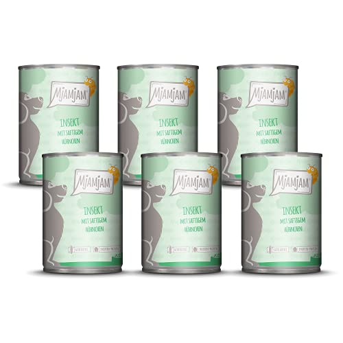 MjAMjAM - Pienso acuoso para Perros - Insectos con Pollo jugoso - Sin Cereales - 6 x 400 g