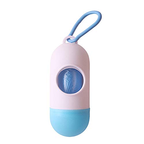 MNSYD Dispensador de bolsas para excrementos de perros, dispensador de bolsas para excrementos de perros, forma ovalada, color blanco y azul claro