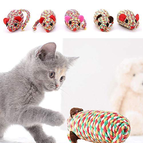 NA 6 piezas de juguetes para gatos ratones, ratón de sisal, juguete interactivo para gatos y gatitos de entrenamiento